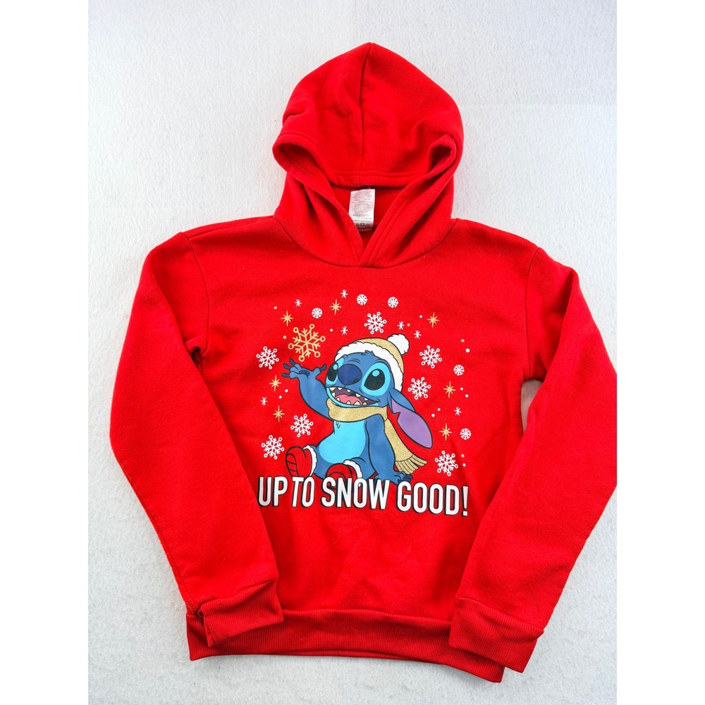 Disney Stitch Christmas Hoodie Kids Red Up To Snow Good Holiday Sweatshirt